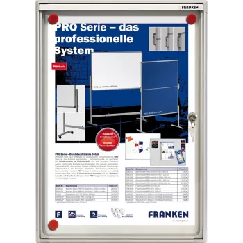 FRANKEN X-tra!Line siseruumides lukustatav teadetetahvel 1 x DIN A4, magnetiline kuivpühitav pind, hõbedane anodiseeritud alumiiniumraam (FSA1)