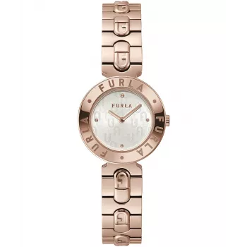 FURLA Arco Mini naiste kvartskell WW00004008L3 30mm hõbevalge sihverplaadiga musta nahkrihmaga