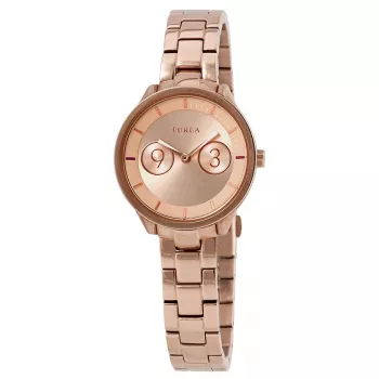 FURLA Giada Naiste Kvartskell R4253102518 31mm Roosakuldne PVD Roostevabast Terasest Korpuse Roosa Nahast Rihma Hõbedase Sihtnumbriplaadiga