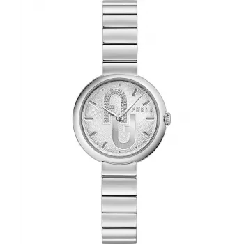 FURLA Logo Naiste Kell WW00005011L1 32mm Roosakuldse Tooniga Roostevabast Terasest Korpuse Roosa Nahkrihmaga Kvarts Analoog