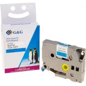 G&G 14956 ühilduv Brother TZe-531 sinine kleeplint 12mm 8m must tekst