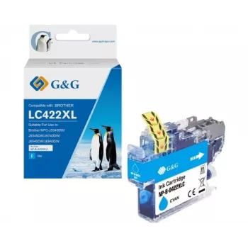 G&G ühilduv tsüaansinine tindikassett Brother LC422XLC jaoks (suure mahutavusega, 1500 lehekülge) - 20585