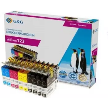 G&G ühilduv tindikassettide komplekt Brother LC-123 jaoks – 10-pakk must, tsüaan, magenta, kollane (15060)