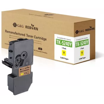 G&G Reborn taastoodetud kollane toonerikassett Kyocera TK-5240Y jaoks – 3000 lehekülge (21307)