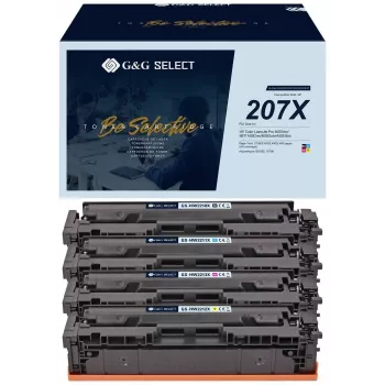 G&G Select XL toonerikomplekt 4 tk HP 207X jaoks (must, tsüaan, magenta, kollane) - ühilduv suure tootlikkusega