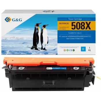 G&G XL ühilduv toonerikassett HP CF361X/508X jaoks – tsüaan (suure mahutavusega, 9500 lehekülge)