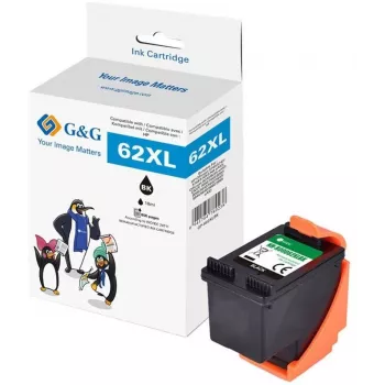 G&G XL suure mahutavusega ühilduv tindikassett HP 62XL (C2P05AN) must (18835)