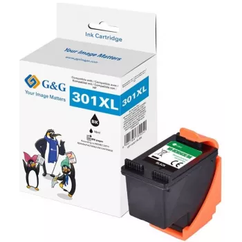 G&G XL tindikassett, ühilduv HP 301XL (CC563EE) - suure saagisega must