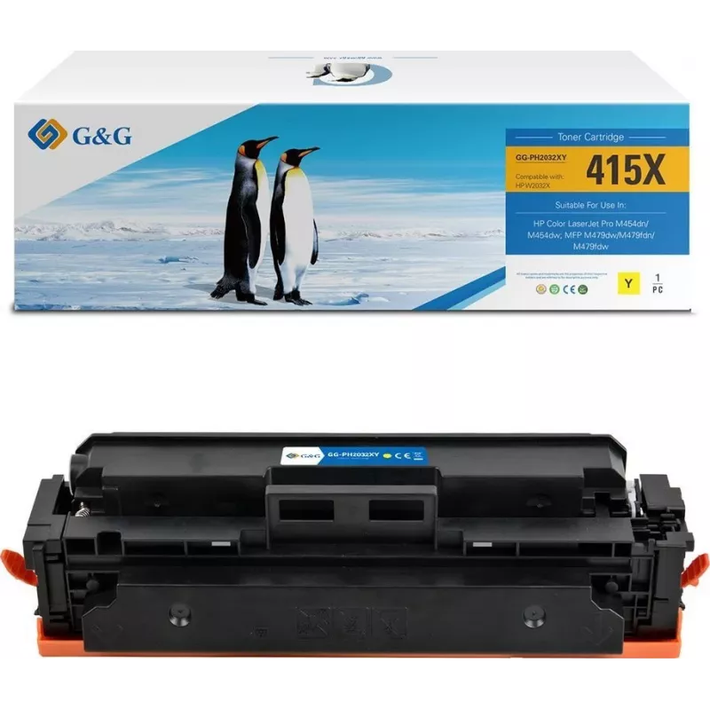 G&G XL toonerikassett, ühilduv HP 415X / W2032X kollane, suure tootlikkusega