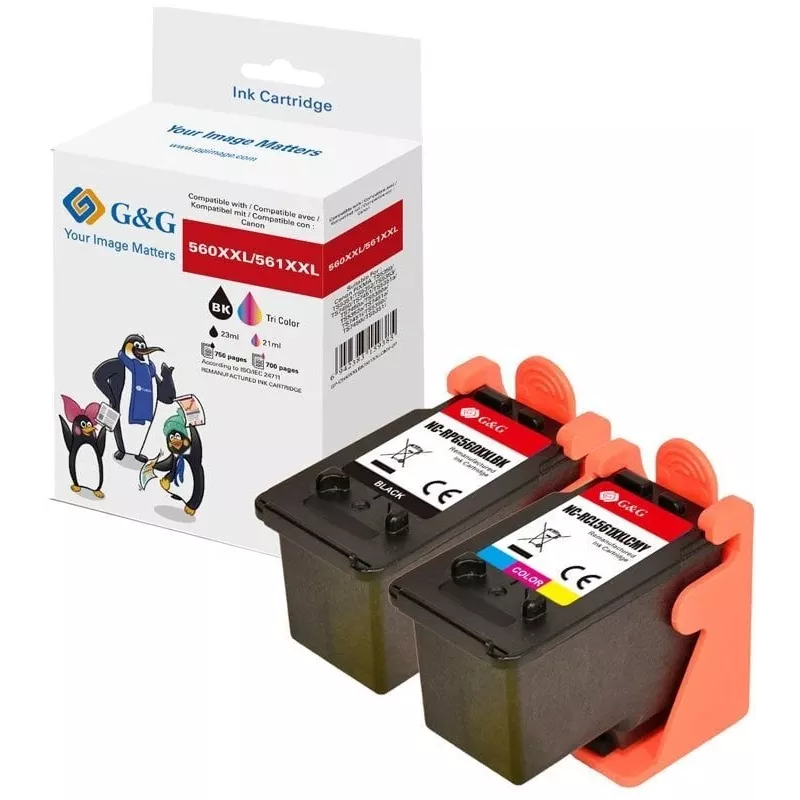 G&G XXL Ühilduv tindikassettide komplekt Canon PG-560XL/CL-561XL (20635)