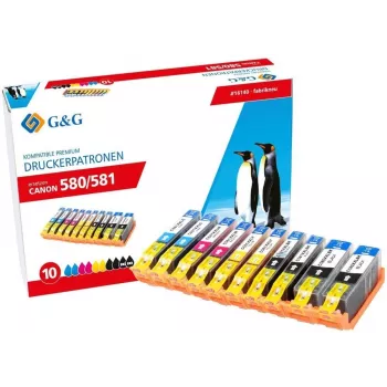 G&G XXL tindikassettide komplekt 10-pakk Canon PGI-580/CLI-581 jaoks