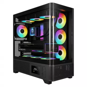 Gamdias Atlas P2 GAMING Mid-Tower ARGB karastatud klaasiga korpus, must, 4x120mm ARGB ventilaatorid