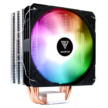 GAMDIAS Boreas E1-410 Lite RGB CPU õhujahuti - 120mm PWM ventilaator, 4 otsese kontaktiga soojustoru, 180W TDP, RGB valgustus, ühilduv Intel LGA1700/1200/115X ja AMD AM5/AM4-ga, must