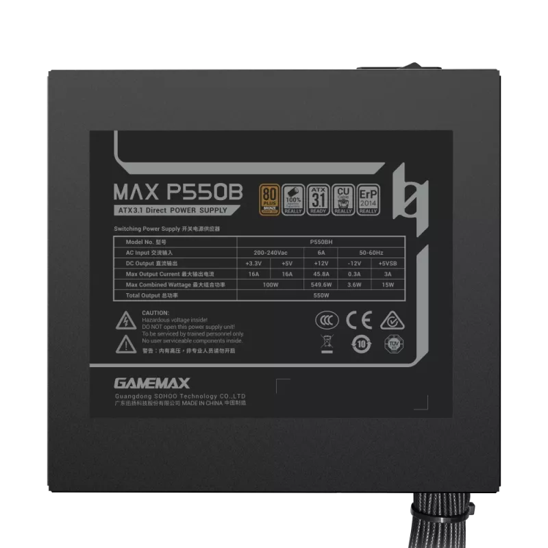 GAMEMAX MAX P550B 550W Bronze Non-Modular Power Supply