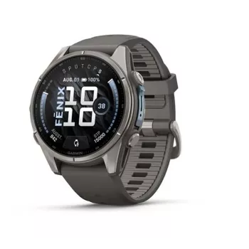 Garmin Fenix 9 – 43 mm, titaan, Pebble Grey silikoonrihmaga