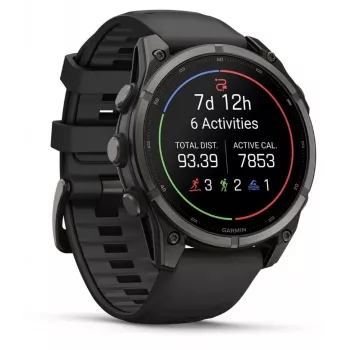 Garmin fenix 9 – 47 mm, süsinikhall DLC titaan, must silikoonrihm