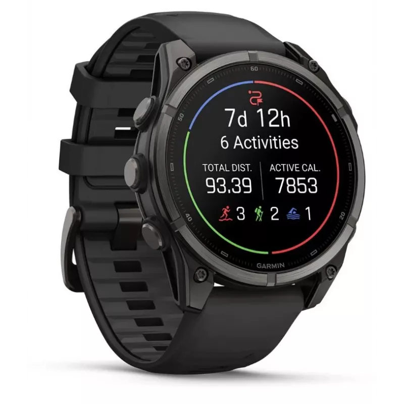 Garmin fenix 9 – 47 mm, süsinikhall DLC titaan, must silikoonrihm