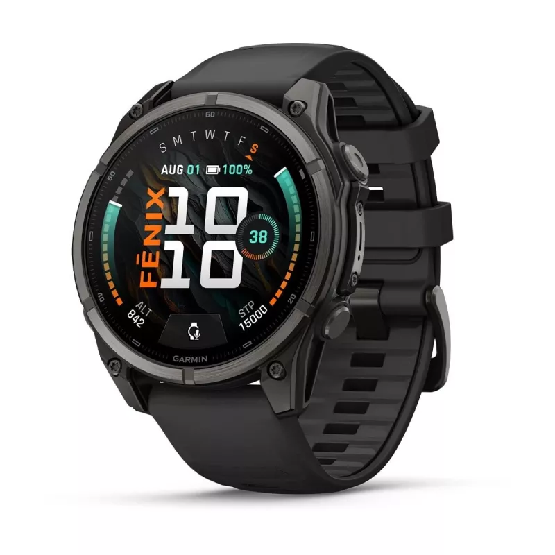 Garmin fenix 9 – 47 mm, süsinikhall DLC titaan, must silikoonrihm