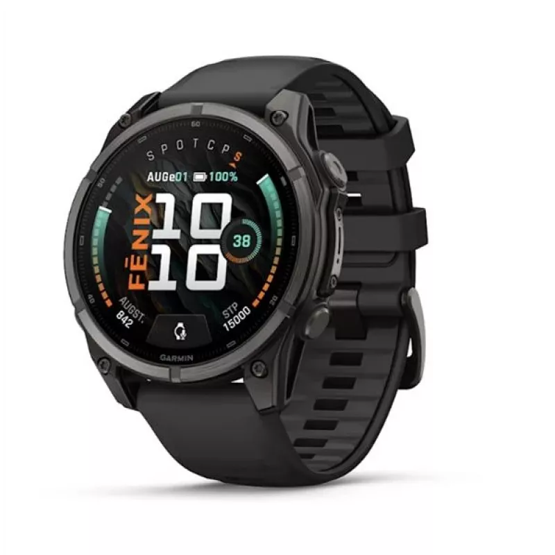 Garmin fenix 9 – 47 mm, süsinikhall DLC titaan, must silikoonrihm