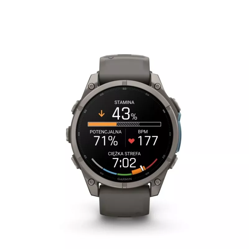 Garmin Fenix 9 – 47 mm titaankerega, veekindel halli silikoonrihmaga