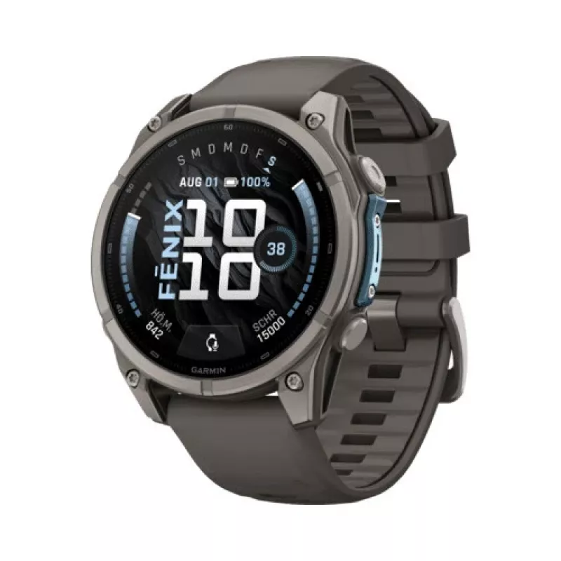 Garmin Fenix 9 – 47 mm titaankerega, veekindel halli silikoonrihmaga