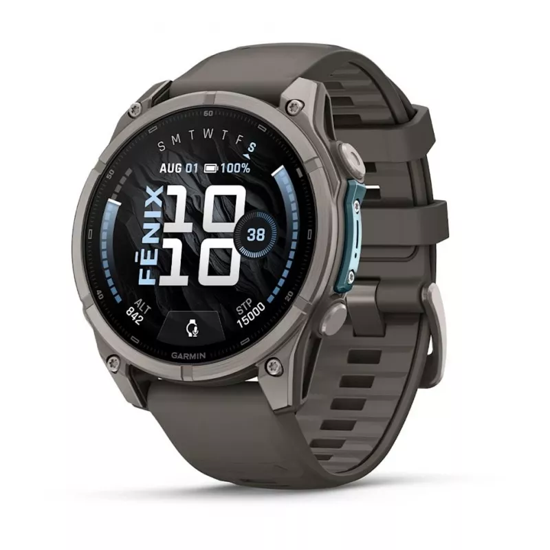 Garmin Fenix 9 – 47 mm titaankerega, veekindel halli silikoonrihmaga
