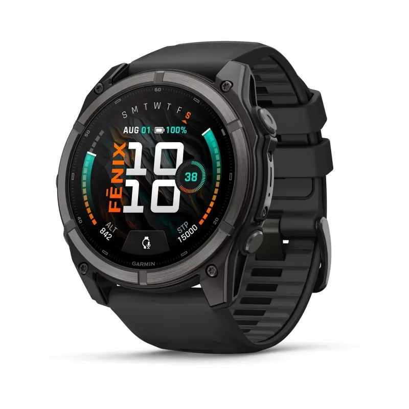 Garmin fenix 9 - 51mm, süsinikhalli DLC titaankerega ja musta silikoonrihmaga 010-04763-11