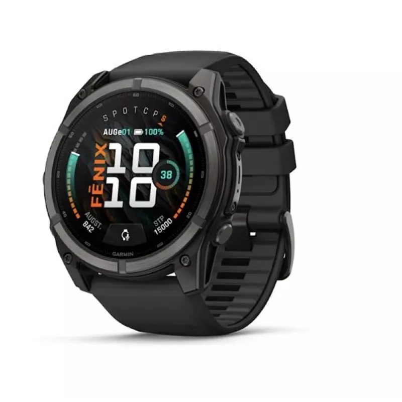 Garmin fenix 9 - 51mm, süsinikhalli DLC titaankerega ja musta silikoonrihmaga 010-04763-11