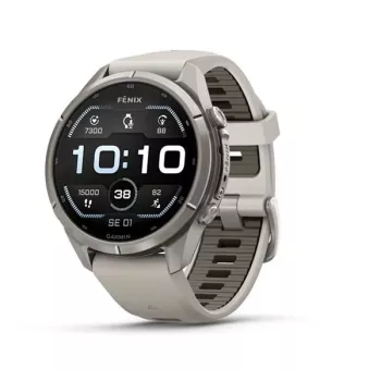 Garmin Fenix 9 Pro – 43mm titaankerega, uduhalli/tumeliivakivi silikoonrihmaga