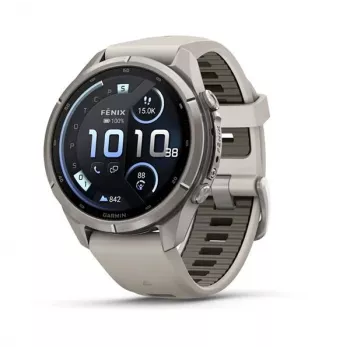 Garmin Fenix 9 Pro – inReach, 43mm titaankerega, uduhalli/tumeliivakivi värvi silikoonrihmaga