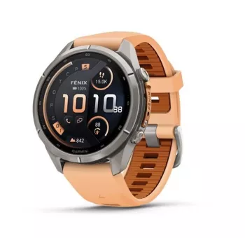 Garmin Fenix 9 Pro – inReach, 43mm, titaan, Shell Pink/Autumn Orange silikoonrihm