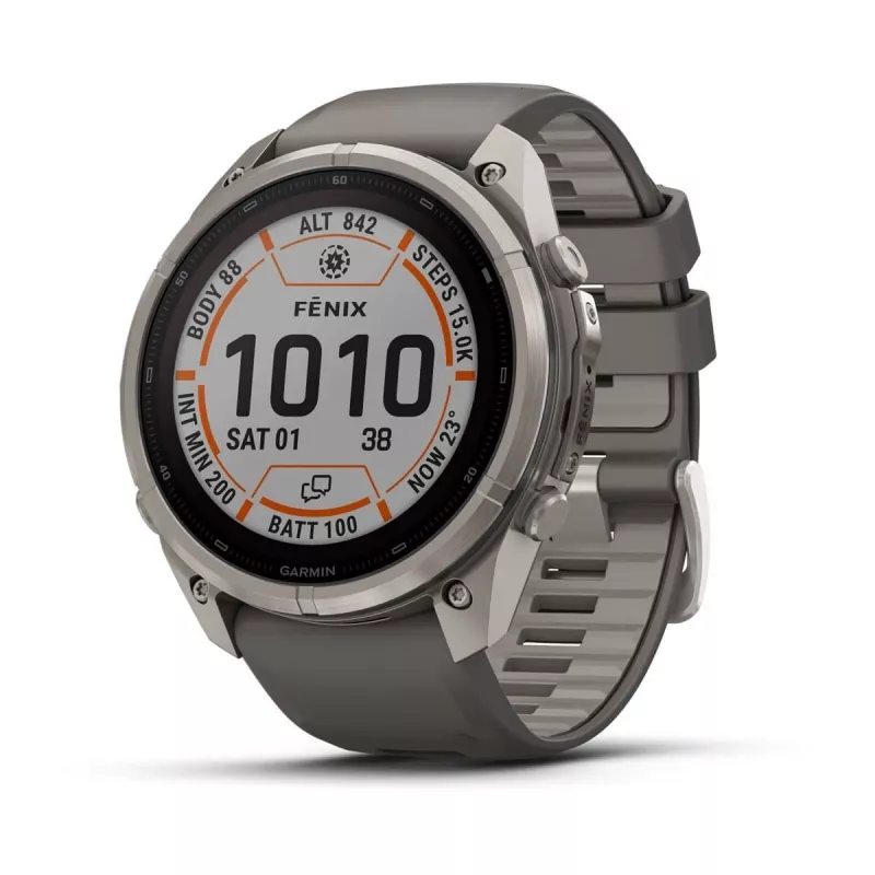 Garmin Fenix 9 Pro – inReach, Solar, 51mm titaankerega, pebble halli silikoonrihmaga