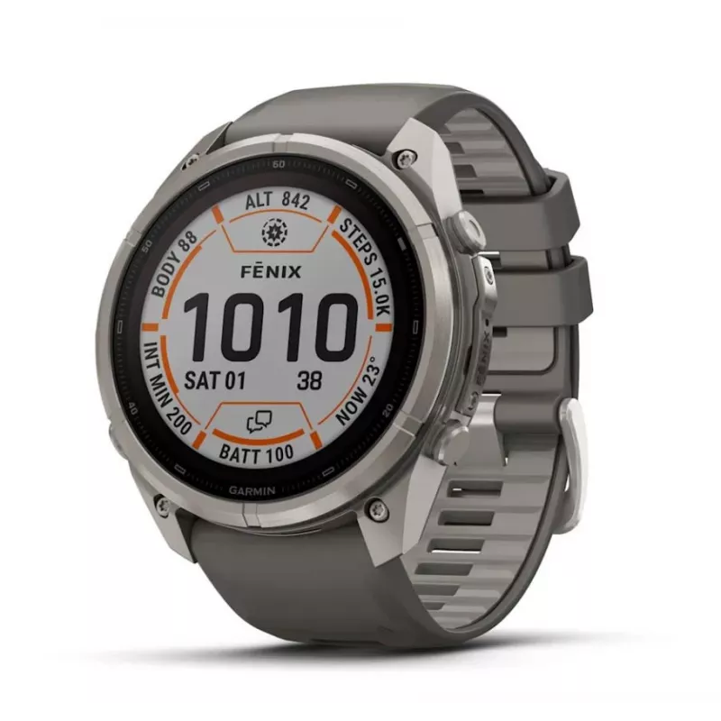 Garmin Fenix 9 Pro – inReach, Solar, 51mm titaankerega, pebble halli silikoonrihmaga