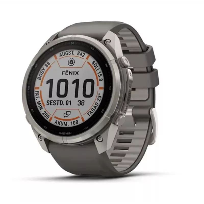 Garmin Fenix 9 Pro – inReach, Solar, 51mm titaankerega, pebble halli silikoonrihmaga