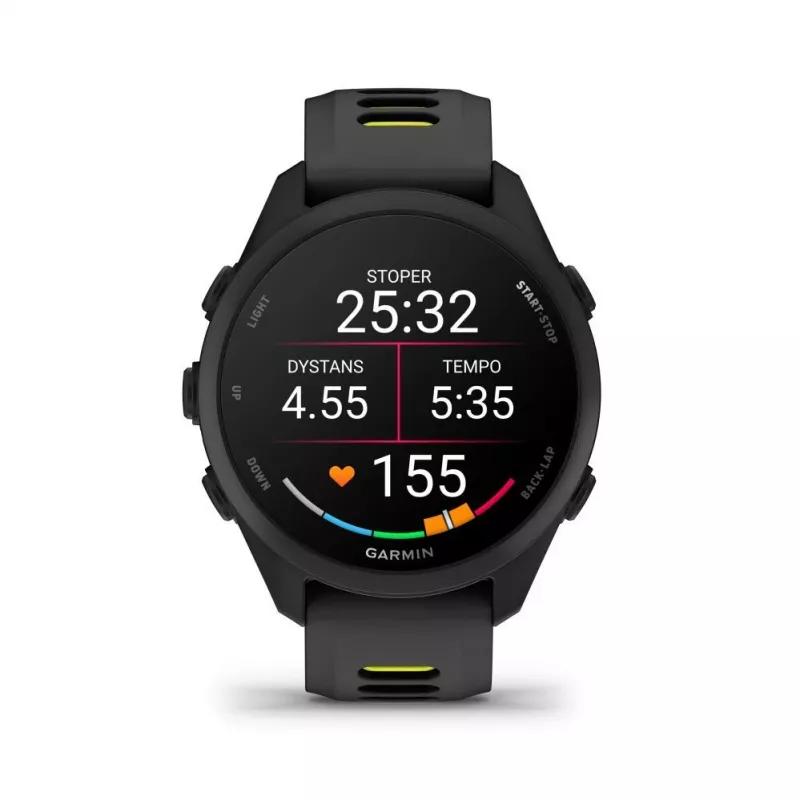 Garmin FORERUNNER 170 Must koos Musta/Amp Kollase Rihmaga