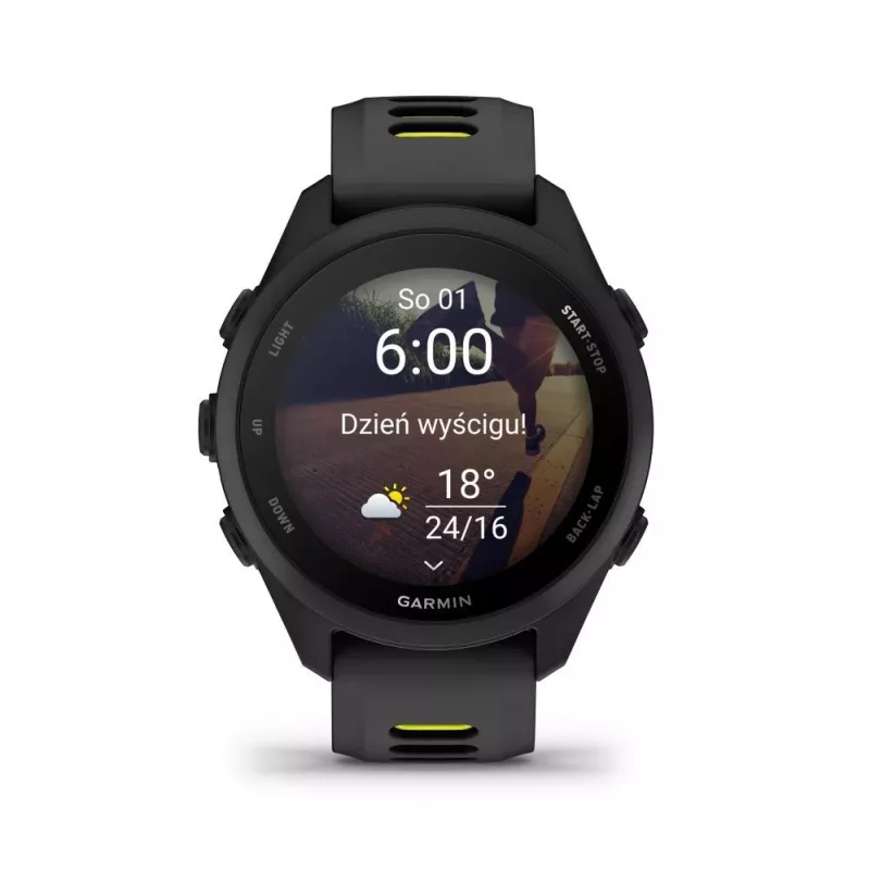 Garmin Forerunner 170 Music, musta ja musta/kollase (Amp Yellow) rihmaga