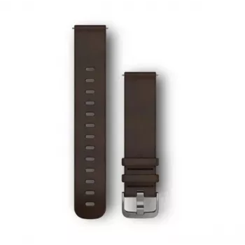 Garmin Quick Release rihmad (20 mm) tumepruun nahk, hõbedane riistvara