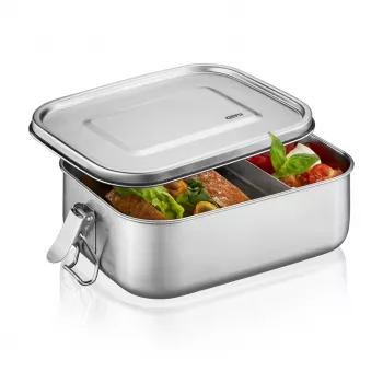GEFU ENDURE Small Lunch Box 0.7L Roostevaba teras rohelise silikoonist tihendiga