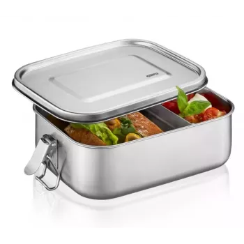 GEFU ENDURE Small Lunch Box 0.7L Roostevaba teras rohelise silikoonist tihendiga