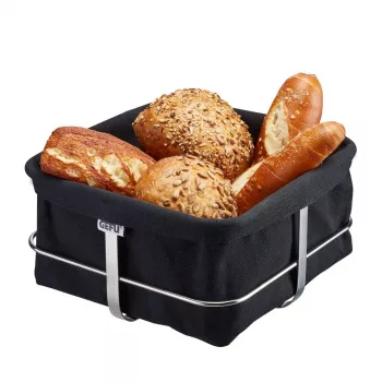 GEFU ristkülikukujuline BRUNCH leivakorv, pruun PP punutud puuvillase voodriga