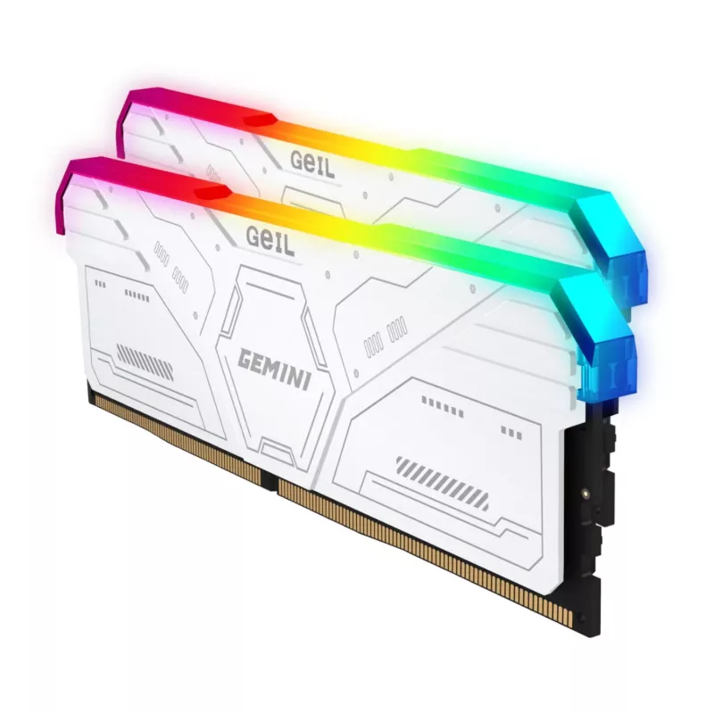 Geil Gemini RGB 64GB komplekt (2x32GB) 6000MHz DDR5 lauaarvuti mängumälu - valge