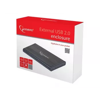 Gembird EE2-U2S-5 väline USB 2.0 korpus 2,5-tollisele SATA HDD/SSD-le, alumiinium, must