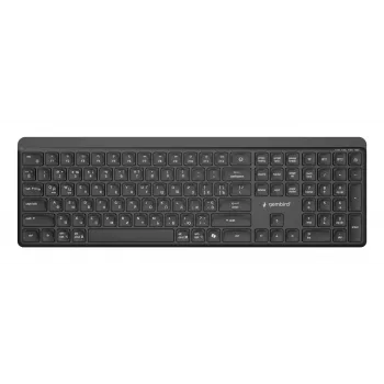 Gembird KB-WPS-03-CYRL Dual-Mode Slim Wireless Keyboard (2.4G + BT), Russian/Cyrillic Layout, Black