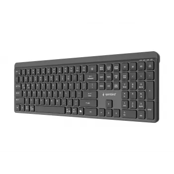 Gembird KB-WPS-03 kaherežiimiline Pro-Business õhuke juhtmevaba klaviatuur, 2.4G + Bluetooth, US paigutus, must