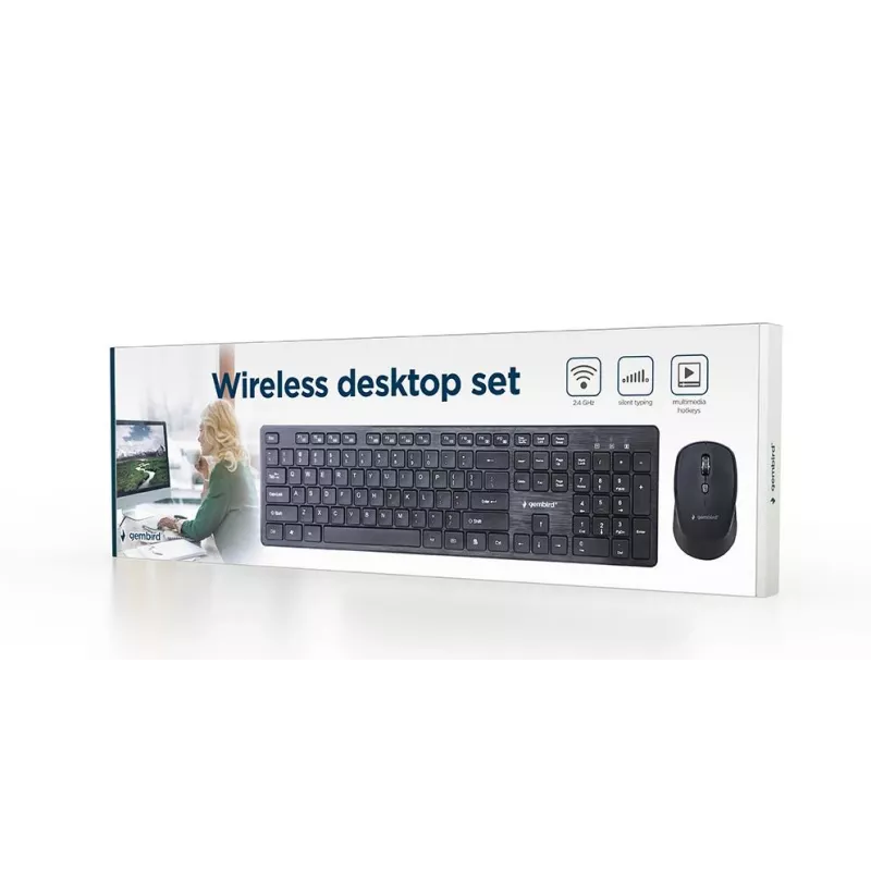 GEMBIRD KBS-WCH-04-RU juhtmeta klaviatuuri ja hiire komplekt, vene paigutus, must