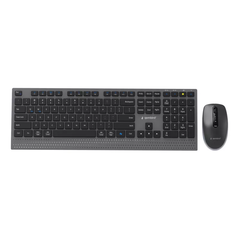 Gembird KBS-WPS-02 Dual-Mode õhuke juhtmevaba lauakomplekt, 2,4 GHz + Bluetooth, US paigutus (klaviatuur ja hiir)