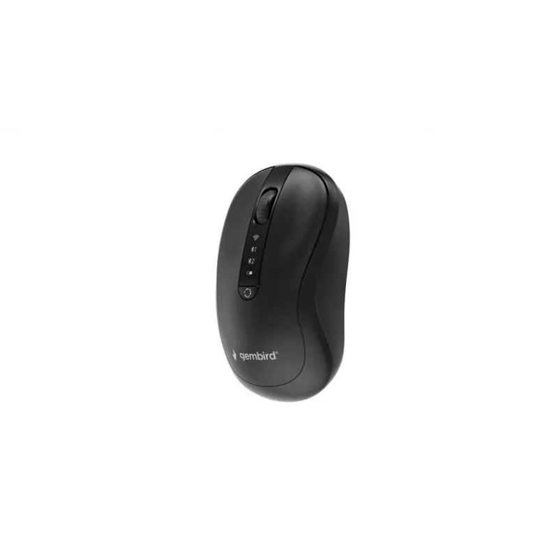 Gembird MUSW2-4B-01 kaherežiimiline juhtmevaba hiir (2.4 GHz + Bluetooth 5.0) 1600 DPI optilise sensoriga, 4 nuppu, mõlemakäeline, must