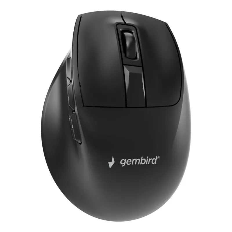 Gembird MUSW3-9B-01 Kolmerežiimiline juhtmevaba ergonoomiline hiir (2,4 GHz + Bluetooth + USB-C), 2400 DPI, 9 nuppu, Must