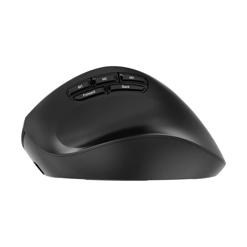 Gembird MUSW3-9B-01 Kolmerežiimiline juhtmevaba ergonoomiline hiir (2,4 GHz + Bluetooth + USB-C), 2400 DPI, 9 nuppu, Must