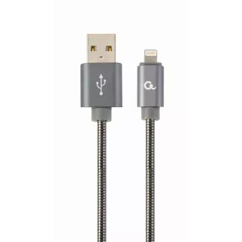 Gembird USB-A to Lightning kaabel, Premium spiraalmetall, 1m, Metallic Grey